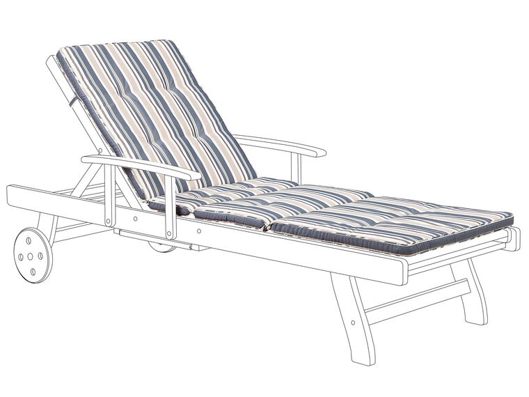 Sun Lounger Pad Cushion Blue and Beige TOSCANA/JAVA_695621