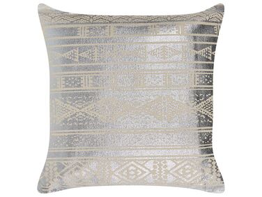 Bawełniana poduszka dekoracyjna w geometryczny wzór 50 x 50 cm srebrna OUJDA