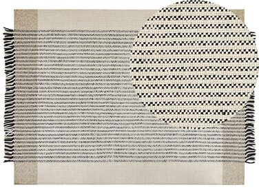 Teppich Wolle beige / schwarz 160 x 230 cm Kurzflor DIVARLI
