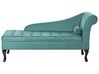 Chaise longue met opbergruimte fluweel groenblauw rechtszijdig PESSAC_882019