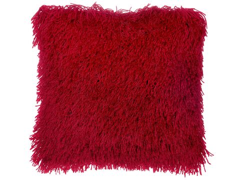 red fluffy cushions