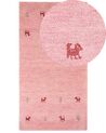 Gabbeh Teppich Wolle rosa 80 x 150 cm Tiermuster Hochflor YULAFI_855768
