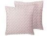 Set of 2 Faux Suede Cushions Lattice Weave 45 x 45 cm Pink TITHONIA_770201