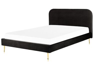 Łóżko welurowe 180 x 200 cm czarne FLAYAT