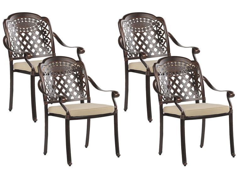 Set of 4 Garden Chairs Brown MANFRIA_765569