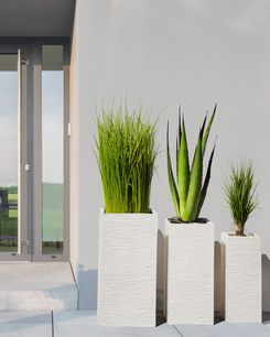 Kukkaruukku savikuituseos beige 26 x 26 x 60 cm DION