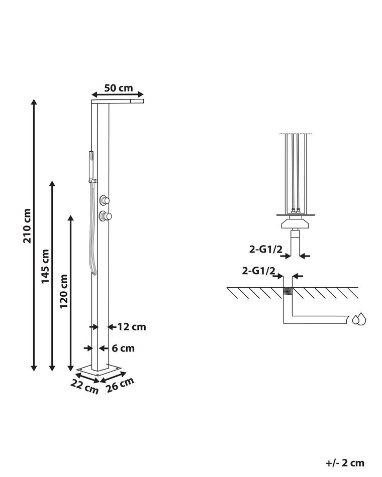 Freestanding Outdoor Shower Silver LOTZORAI Beliani.es