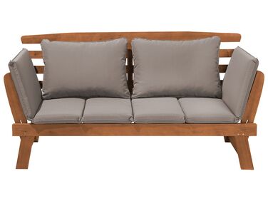 Sofa ogrodowa 165/210 cm drewniana jasna z regulowanymi podłokietnikami PORTICI 