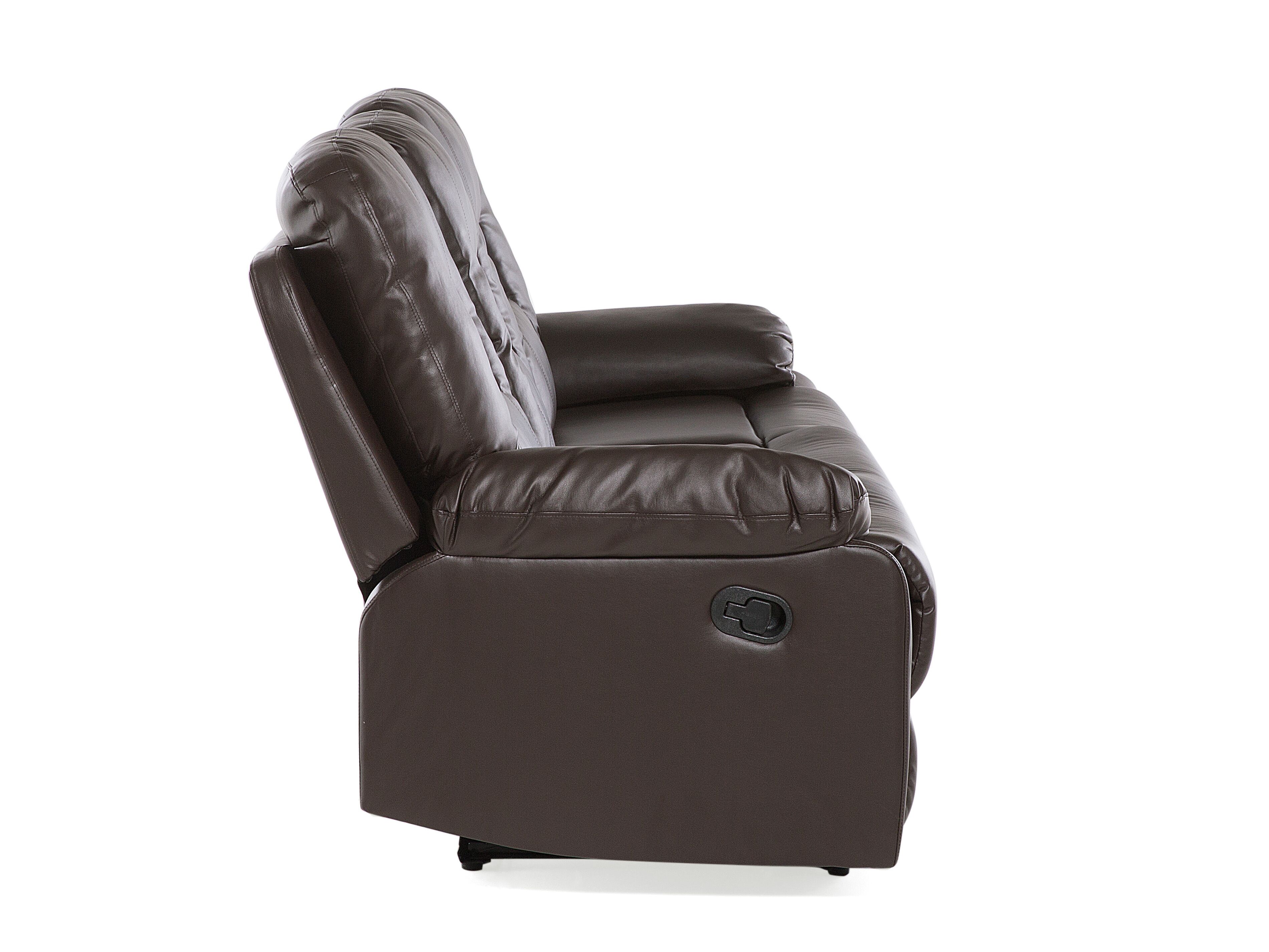 3 Seater Faux Leather Manual Recliner Sofa Brown BERGEN Beliani.co.uk