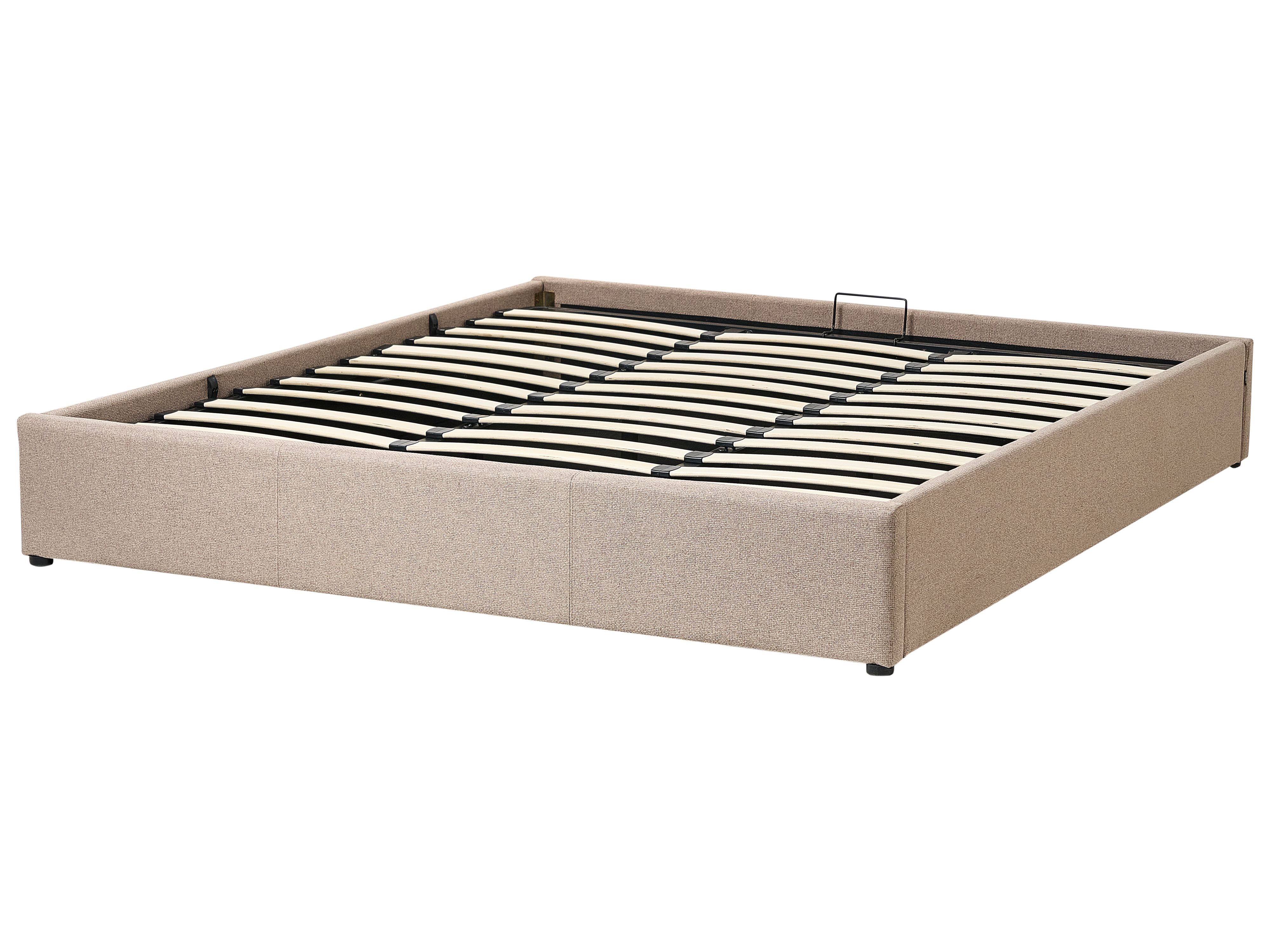 Łóżko z pojemnikiem tapicerowane 180 x 200 cm beżowe DINAN