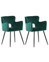 Conjunto de 2 sillas de comedor de terciopelo verde esmeralda/negro SANILAC_847164