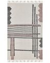 Teppich Baumwolle beige / schwarz 140 x 200 cm abstraktes Muster Fransen Kurzflor MURADIYE_848388