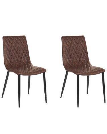 Set of 2 Dining Chairs Faux Leather Brown MONTANA