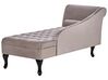Left Hand Velvet Chaise Lounge with Storage Taupe PESSAC_881746