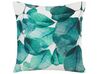 Set of 2 Outdoor Cushions Leaf Motif 45 x 45 cm Teal Blue and White TREBBO_776248