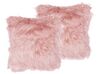Set di 2 cuscini in finta pelliccia 42 x 42 cm rosa LUBHA_801538