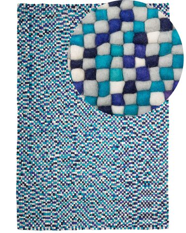 Alfombra de lana violeta/blanco/azul marino 160 x 230 cm AMDO