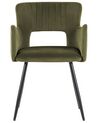 Sada 2 sametových jídelních židlí olivové zelené SANILAC_847059