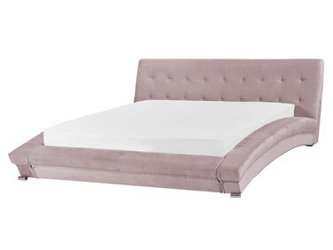 Łóżko welurowe 160 x 200 cm różowe LILLE