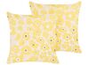 Set of 2 Velvet Cushions Floral Pattern 45 x 45 cm Beige and Yellow TRITELEIA _857869