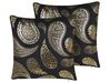 Set of 2 Velvet Cushions Paisley Pattern 45 x 45 cm Gold and Black URSINIA_818537