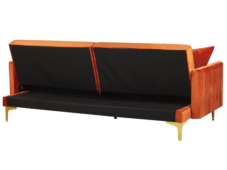 Velvet Sofa Bed Orange LUCAN Beliani.co.uk
