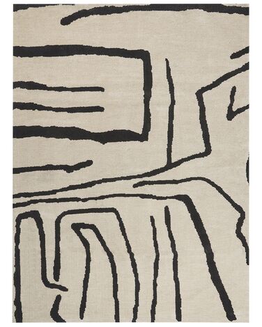 Teppich creme / schwarz 300 x 400 cm abstraktes Muster Kurzflor KOLPUR
