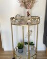 Round Metal Drinks Trolley Gold with Marble Effect SHAFTER_806861