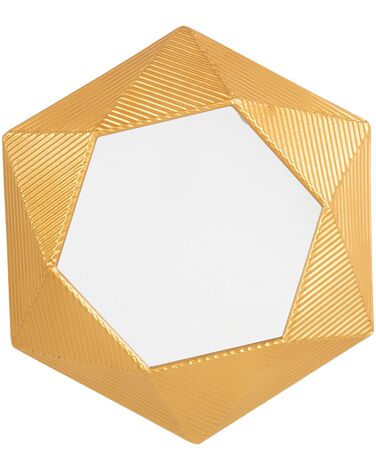 Hexagonal Metal Wall Mirror 60 x 51 cm Gold BASTIA