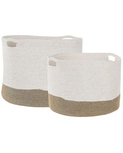 Puuvillakori valkoinen/beige 2 kpl KAHAN