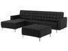 Right Hand Faux Leather Corner Sofa with Ottoman Black ABERDEEN_715374