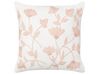 Bawełniana poduszka dekoracyjna haftowana w kwiaty 45 x 45 cm biała z różowym LUDISIA_892625
