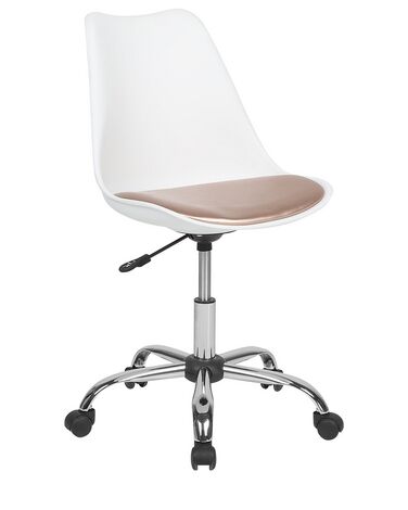 Armless Desk Chair White with Gold DAKOTA II