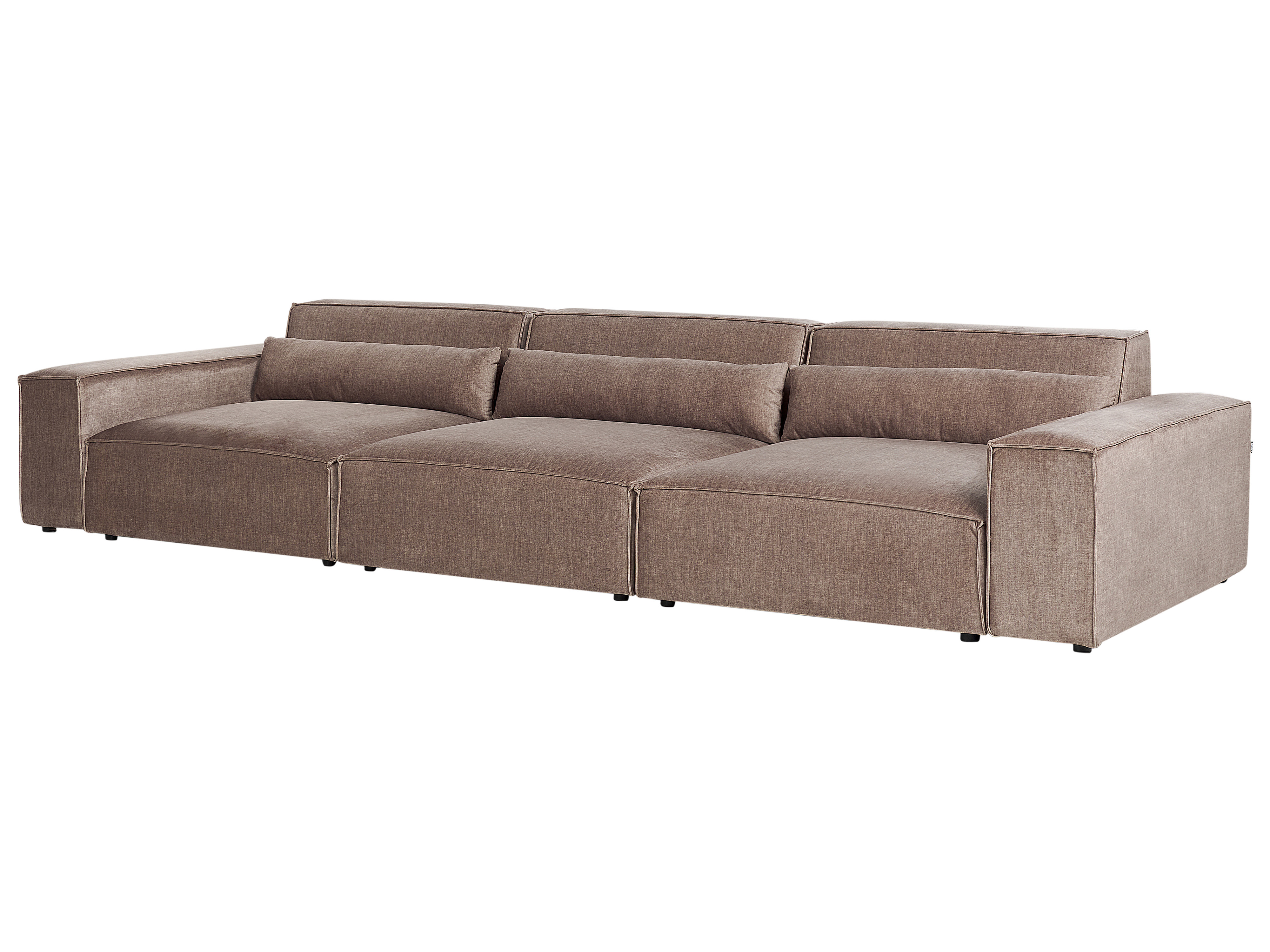 Kombinálható háromszemélyes barna kárpitozott kanapé ottománnal HELLNAR_912270