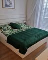 Cotton Sateen Duvet Cover Set Leaf Pattern 155 x 220 cm White and Green GREENWOOD_853759