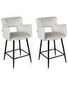 Set of 2 Velvet Bar Chairs Grey SANILAC_912699