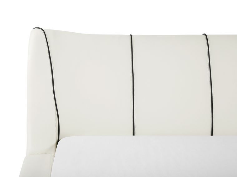 Leather EU Double Waterbed White NANTES Beliani.co.uk