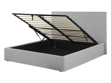 Čalúnená posteľ s úložným priestorom 140 x 200 cm sivá LORIENT