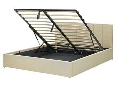 Čalúnená posteľ s úložným priestorom 160 x 200 cm béžová DREUX