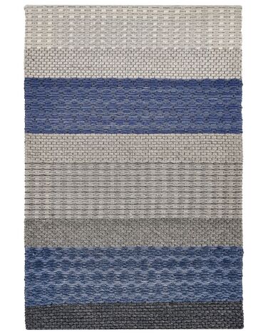Tapete em lã azul e cinzenta 140 x 200 cm AKKAYA