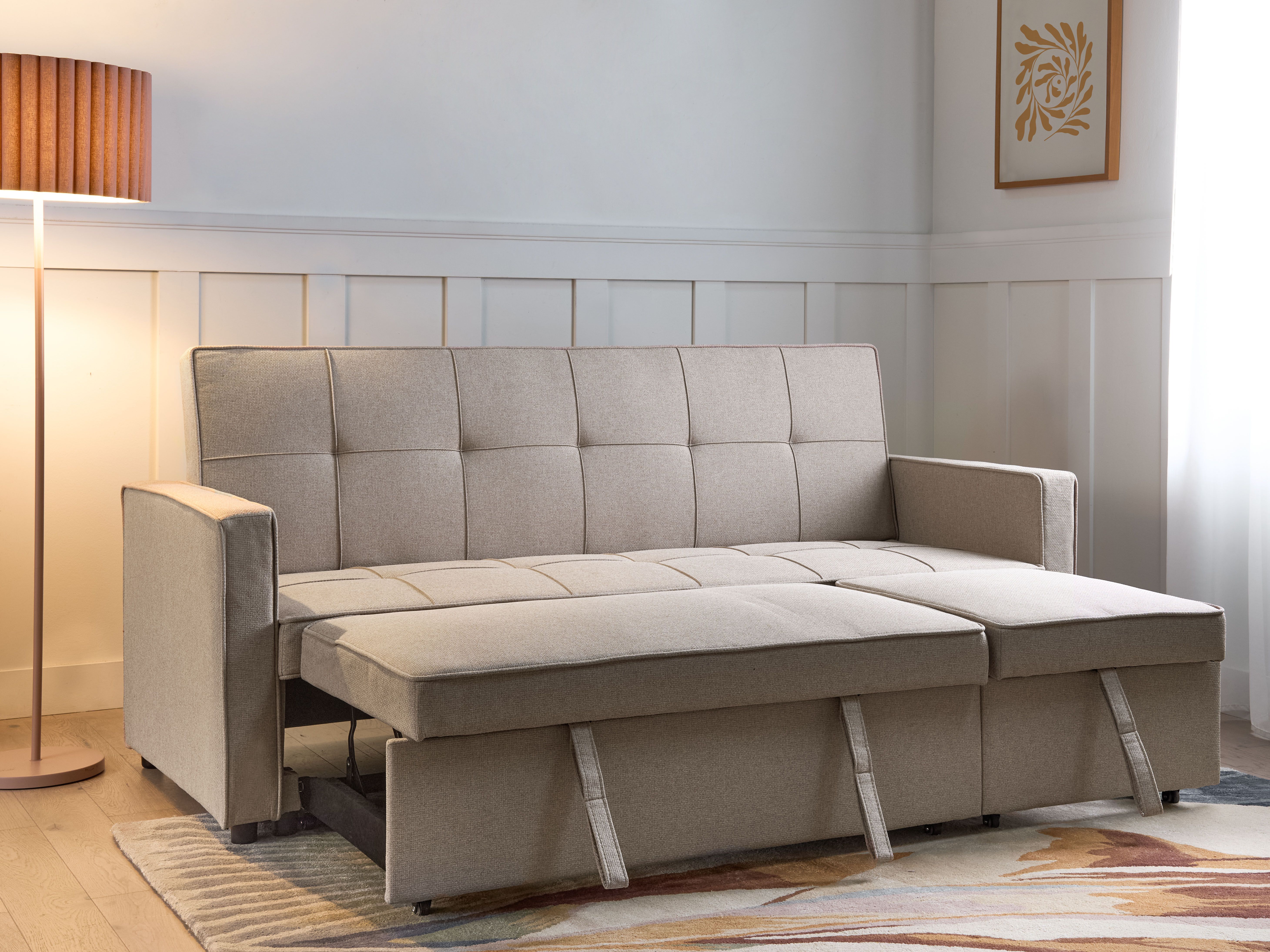 Sofa rozkładana beżowa GLOMMA