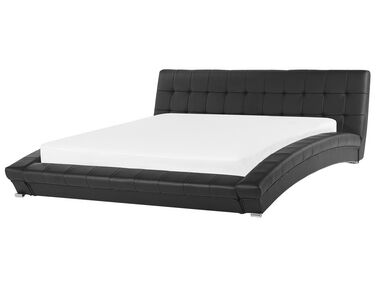 Elegantná čierna kožená posteľ 180 x 200 cm LILLE