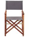 Set of 2 Acacia Folding Chairs and 2 Replacement Fabrics Dark Wood with Grey / Geometric Pattern CINE_819368