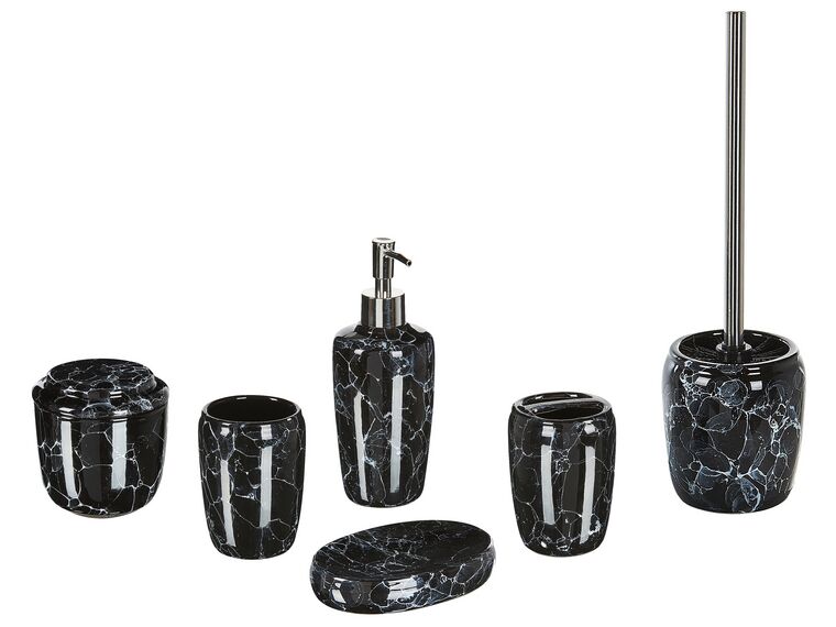 Badkamerset set van 6 keramiek zwart PALMILLA_829831