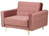 Conjunto de sala de estar 5 plazas de terciopelo rosa/dorado ABERDEEN_750273