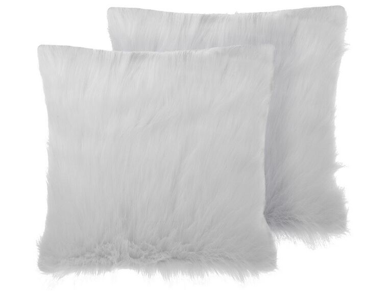Set of 2 Faux Fur Cushions 45 x 45 cm Beige DAISY_769922