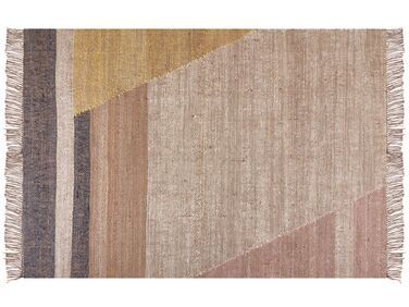 Teppich Jute braun 160 x 230 cm geometrisches Muster Kurzflor SAMLAR 