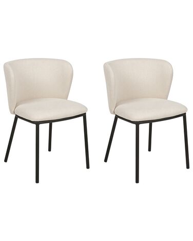 Set of 2 Fabric Dining Chairs Off-White MINA
