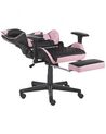 Bürostuhl schwarz / rosa höhenverstellbar mit Fussstütze VICTORY_825964