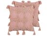 Lot de 2 coussins en coton rose avec pompons touffeté 45 x 45 cm TORENIA_838672